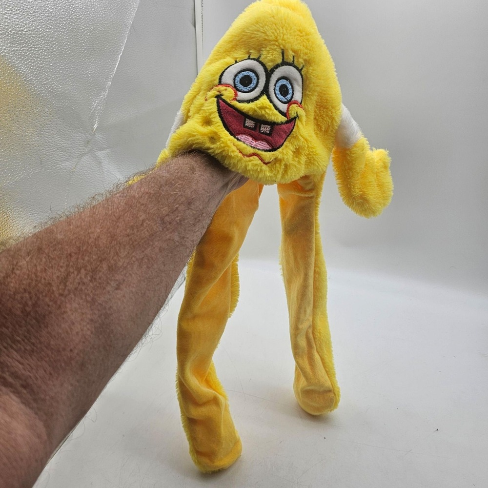 SpongeBob SquarePants Hat Trapper Kids One Size Yellow Fleece Ear Flap Tassel